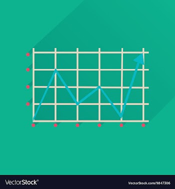 Flat icon with long shadow economic graph vector image