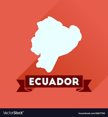 Flat icon with long shadow Ecuador map vector image