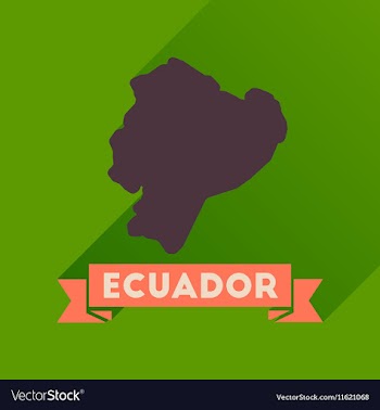 Flat icon with long shadow Ecuador map vector image