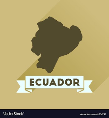 Flat icon with long shadow Ecuador map vector image
