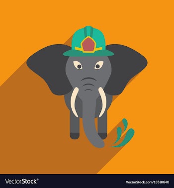 Flat icon with long shadow elephant cartoon vector image