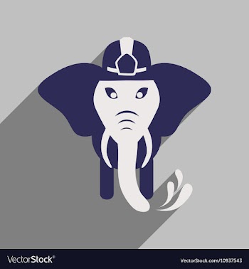 Flat icon with long shadow elephant cartoon vector image