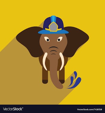 Flat icon with long shadow elephant cartoon vector image