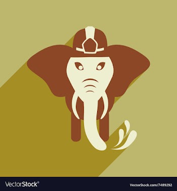 Flat icon with long shadow elephant cartoon vector image
