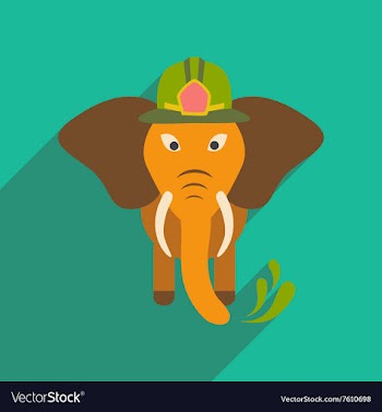Flat icon with long shadow elephant cartoon vector image