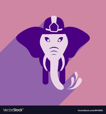 Flat icon with long shadow elephant cartoon vector image
