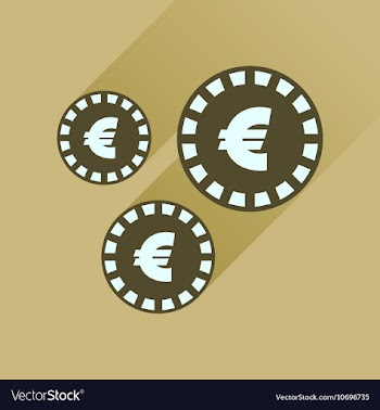 Flat icon with long shadow Euro coins vector image