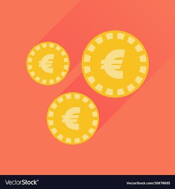 Flat icon with long shadow Euro coins vector image