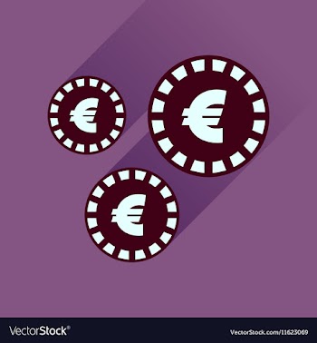 Flat icon with long shadow Euro coins vector image