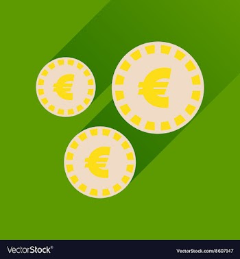 Flat icon with long shadow Euro coins vector image