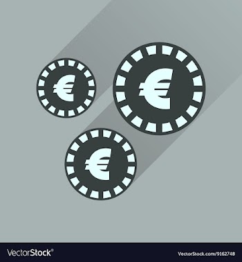 Flat icon with long shadow Euro coins vector image