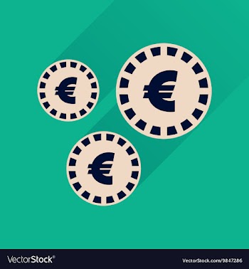 Flat icon with long shadow Euro coins vector image