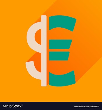 Flat icon with long shadow Euro dollar vector image