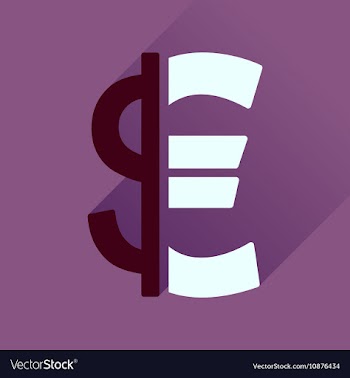 Flat icon with long shadow Euro dollar vector image