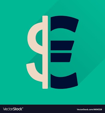 Flat icon with long shadow Euro dollar vector image