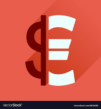 Flat icon with long shadow Euro dollar vector image