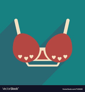 Flat icon with long shadow female bra vector image