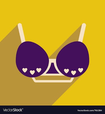Flat icon with long shadow female bra vector image