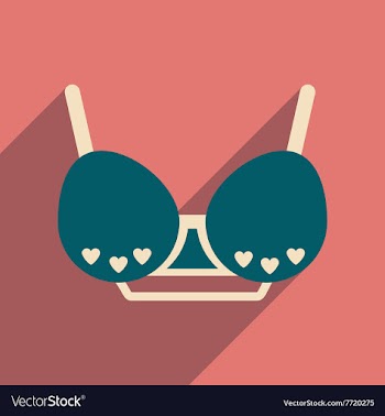 Flat icon with long shadow female bra vector image