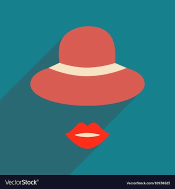 Flat icon with long shadow female hat lips vector image