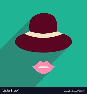 Flat icon with long shadow female hat lips vector image