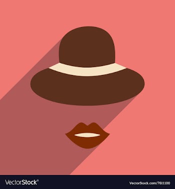 Flat icon with long shadow female hat lips vector image