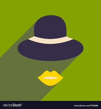 Flat icon with long shadow female hat lips vector image
