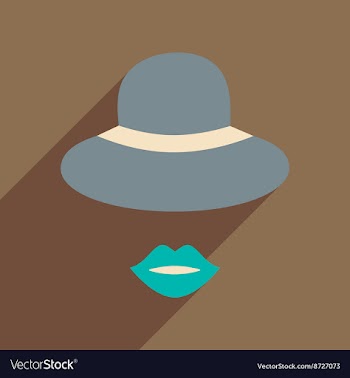 Flat icon with long shadow female hat lips vector image