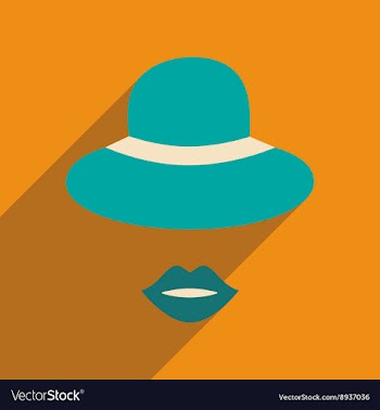 Flat icon with long shadow female hat lips vector image