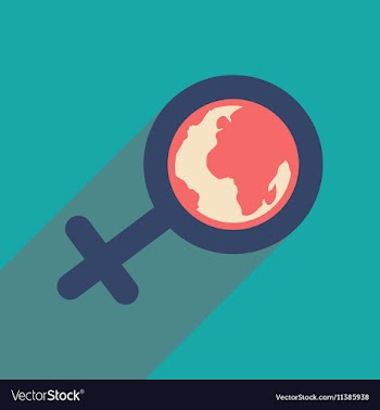 Flat icon with long shadow feminine sign Global vector image