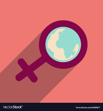 Flat icon with long shadow feminine sign Global vector image