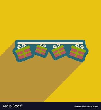 Flat icon with long shadow festive garland vector image