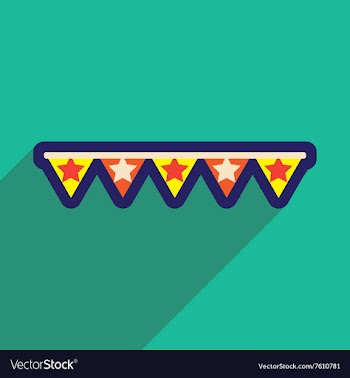 Flat icon with long shadow festive garland vector image
