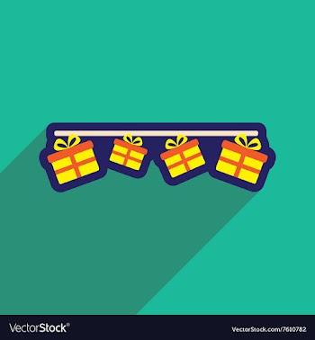 Flat icon with long shadow festive garland vector image