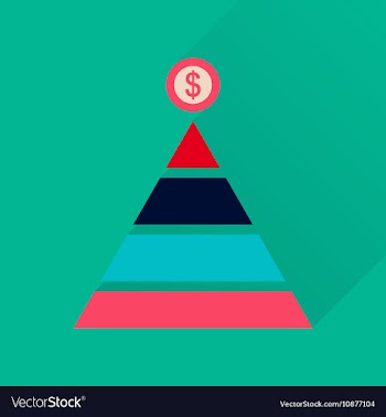 Flat icon with long shadow financial pyramid vector image