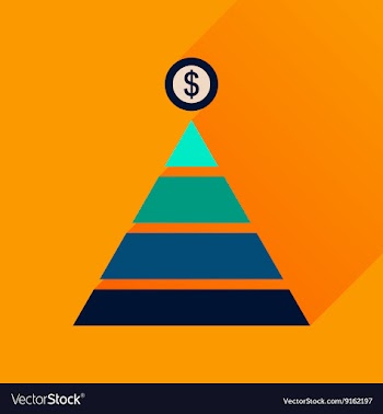 Flat icon with long shadow financial pyramid vector image