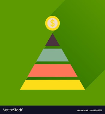 Flat icon with long shadow financial pyramid vector image