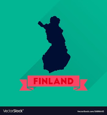 Flat icon with long shadow Finland map vector image