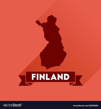 Flat icon with long shadow Finland map vector image