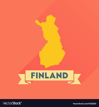 Flat icon with long shadow Finland map vector image