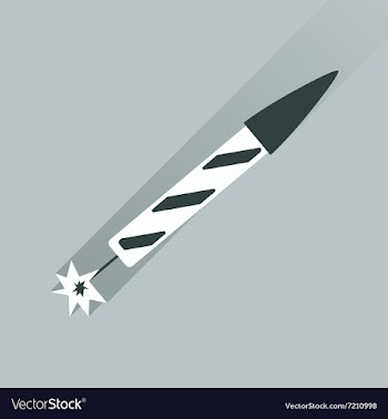 Flat icon with long shadow fireworks rocket vector image