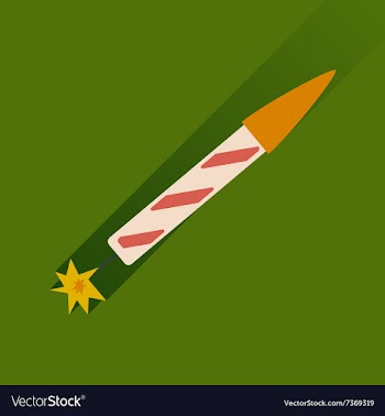 Flat icon with long shadow fireworks rocket vector image
