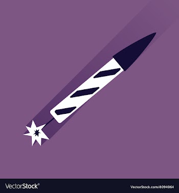 Flat icon with long shadow fireworks rocket vector image
