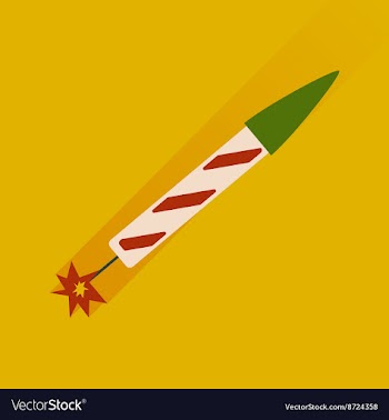 Flat icon with long shadow fireworks rocket vector image