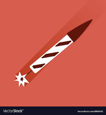 Flat icon with long shadow fireworks rocket vector image