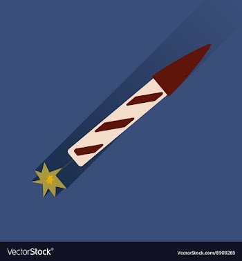 Flat icon with long shadow fireworks rocket vector image