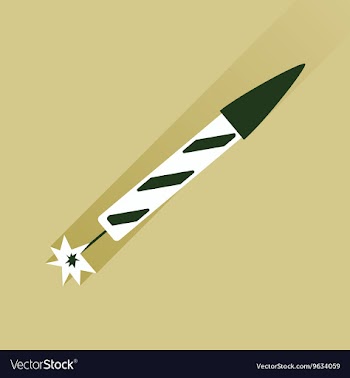Flat icon with long shadow fireworks rocket vector image