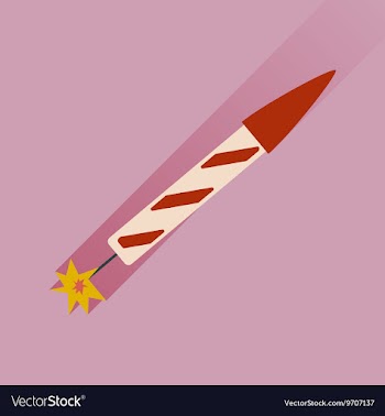 Flat icon with long shadow fireworks rocket vector image