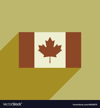 Flat icon with long shadow flag of Canada vector image