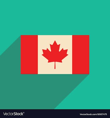 Flat icon with long shadow flag of Canada vector image